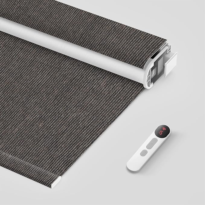 Bringnox No Drill Motorized Blinds with Remote,Blackout Windows,with Apple Homekit,Alexa,Google, with App,Voice Control Custom Size