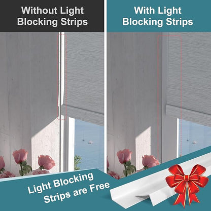 Motorized Blinds with Remote,Blackout Smart Roller Shades with App,Voice Control,Jacquard Fabric,Thermal Insulated Automatic Blinds,Electric Shades with USB/Solar Pannel.Jacquard Blue Grey