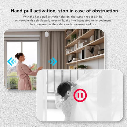 Automatic Curtain Opener 120rpm Output Speed APP Remote Control Smart Home Automatic Curtain Robot Versatile for Various Curtain Rods Roman Rod Accessories