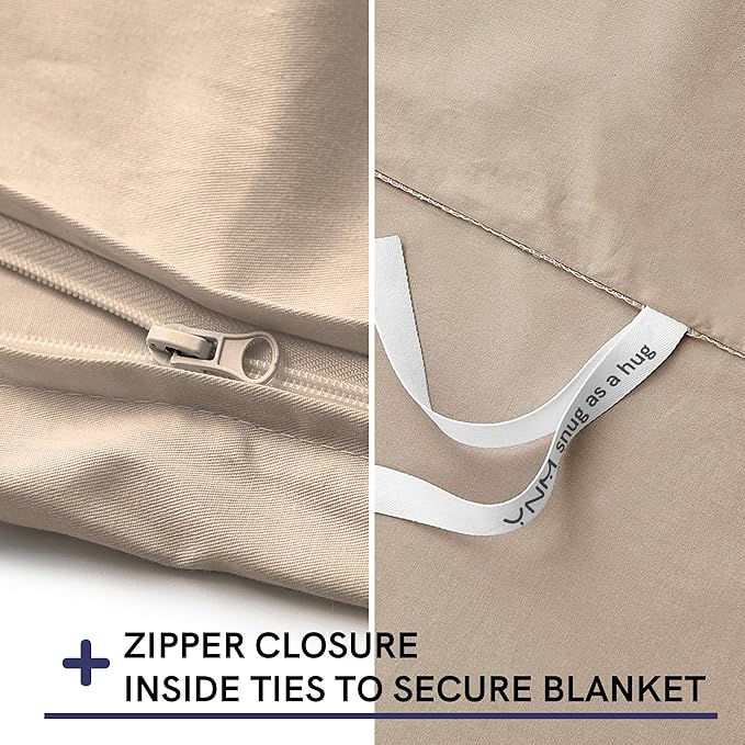 YnM Cotton Duvet Cover for Weighted Blankets (Khaki, 36''x48'')