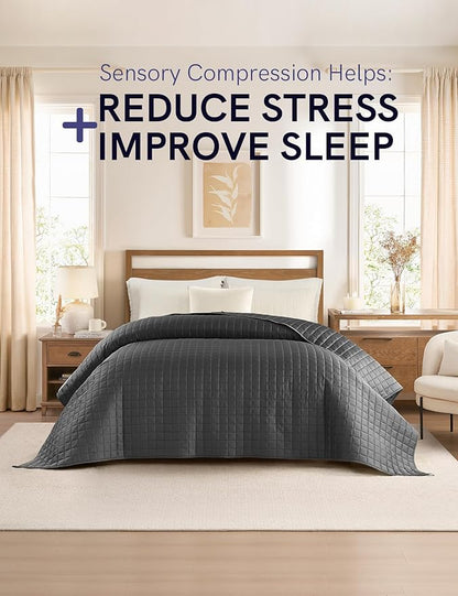 YnM Exclusive Cooling Weighted Blanket, Smallest Compartments with Glass Beads, Bed Blanket for One Person of 190lbs, Ideal for Queen/King Bed (60x80 Inches, 20 Pounds, Dark Grey)