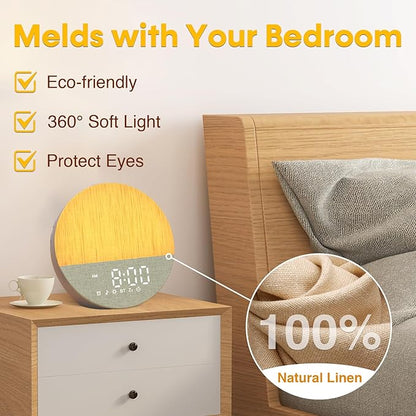 Sunrise Alarm Clock for Heavy Sleepers: White Noise Machine with 30 Sleep Relax Sounds 32 Volume - Painless Gradual Wake Up Light 20 Brightness with Bluetooth Memory Function for Bedroom - Gray