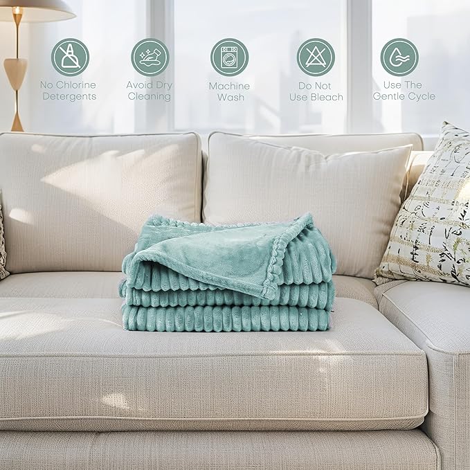 Electric Heated Blanket 50"x60" Throw Size with Cozy Flannel, 6 Heat Settings & 3 Hours Auto Off, Soft & Cozy Warming Throw for Home, Office, or Bed, Machine Washable, Bean Green