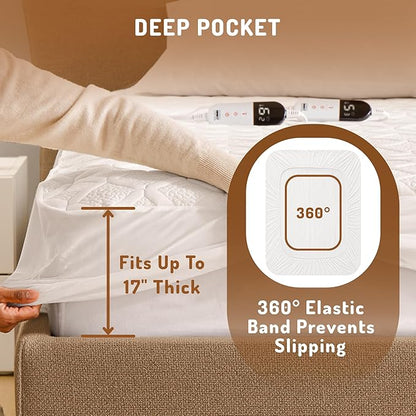 Full Size Heated Mattress Pad - Degrees of Comfort Electric Bed Warmer with Single Controller, 6 Heating Levels, 10-Hour Auto Shut-Off, Breathable Air-Layer, 54"x75"