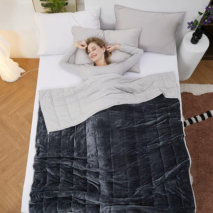 Satwip Weighted Blanket 10 Pounds Grey Fuzzy Warm Flannel Bed Blanket for Adults with Soft Breathable Sanded, 48 x 72 inches, Grey