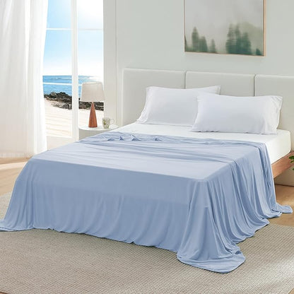 Bedsure Blue Cooling Blanket for Hot Sleepers - Summer Cold Throw Blanket for Bed, Arc-Chill Lightweight Summer Bedding, Cool Thin Ice Cold Cooled Throws with Rayon Derived from Bamboo, 50x70