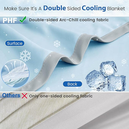 PHF Double Cooling Blanket for Hot Sleepers King Size, Arc-Chill Q-Max>0.5 with Double Cooling, Summer Blanket Absorbs Heat to Keep Cool All Night for Night Sweats (Ice Blue, 108''x90'')