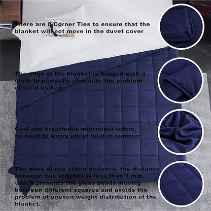 L'AGRATY Weighted Blanket - 40"x60" 7lbs Cooling Breathable Microfiber Material with Glass Beads Small Blanket All-Season Summer Fall Winter Soft Thick Comfort