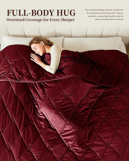 L'AGRATY Queen Size Weighted Blanket for Adults 20lbs, 60"x80" — Cooling Breathable Heavy Blanket with Glass Beads for Sleeping Perfect for Hot Sleepers & Couples Machine Washable All-Season Wine Red