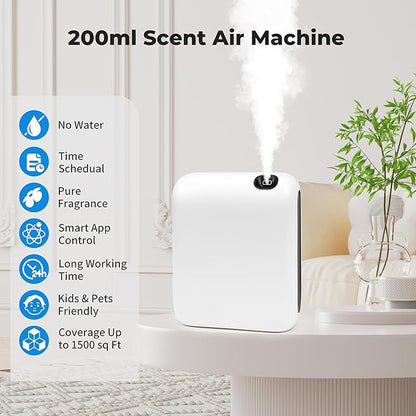 Upgraded Scent Air Machine for Home, 1500 Sq.Ft Hotel Collection Diffuser with Smart Cold Air Technology, Bluetooth Waterless Essential Oil Diffuser for Large Room, Hotel, Spa, Office