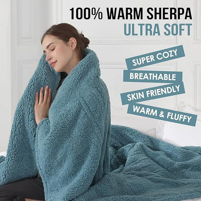 Heated Blanket Full Size Electric Heating Blanket with 6 Heating Levels & 1-10 Hours Adjustable Timer, Soft Cozy Sherpa Washable with ETL Certified for Whole Body, 72"X84", Slate Blue