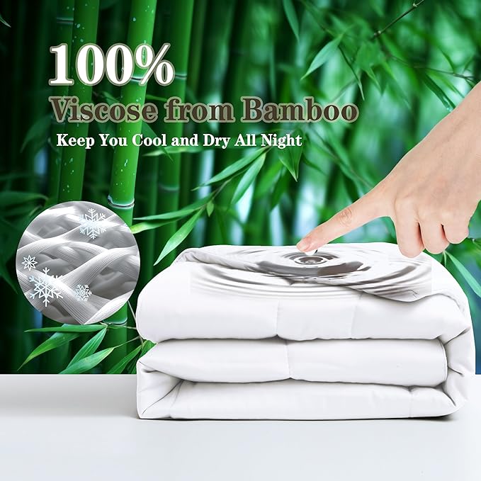 Bamboo Viscose All Season Comforter/Blanket - Ultra Soft & Breathable Comfort - Perfect Medium Weight for Snuggling Without Overheating - Enjoy Cozy Sleep All Night