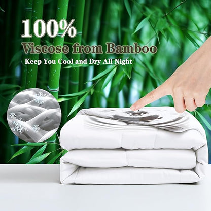 Bamboo Viscose All Season Comforter/Blanket - Ultra Soft & Breathable Comfort - Perfect Medium Weight for Snuggling Without Overheating - Enjoy Cozy Sleep All Night