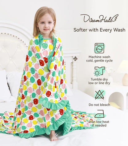 Premium Baby Blankets, Soft Viscose from Bamboo Blanket for Girls, Nursery Crib Bedding Quilt for Newborn and Toddler, Ruffle Blanket Cooling for Hot Sleepers, 50''x50'' Apple