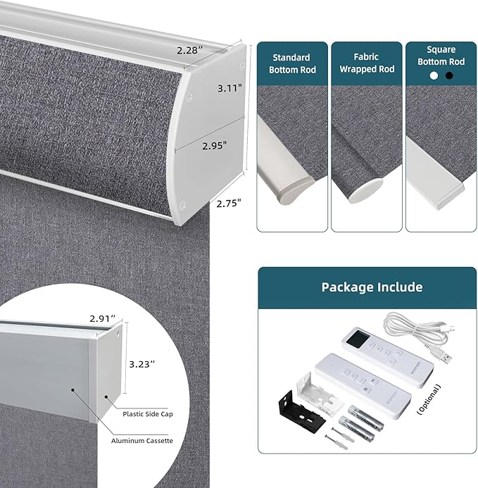 Smart Blinds,Motorized Blackout Shades for Windows,Compatible with Alexa,Google Home,Automatic Blackout Roller Shade,Rechargeable Battery Shades,Dark Anchor Grey