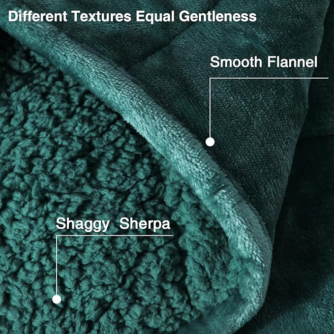 Aemicion Weighted Blanket for Adults Kids(10lbs,48"x72",Green on Both Sides) Sherpa Fleece Heavy Blanket for Sleeping Perfect for 80-110lbs, Machine Washable