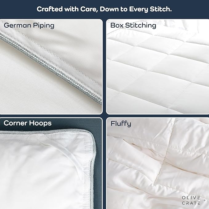 Olive + Crate Cooling Oversize King Size Comforter - Hypoallergenic 100% Bamboo Viscose Outer Cover - Oversized King Duvet Insert - Fluffy Lightweight Plush - White Comforter - 116"x 98"