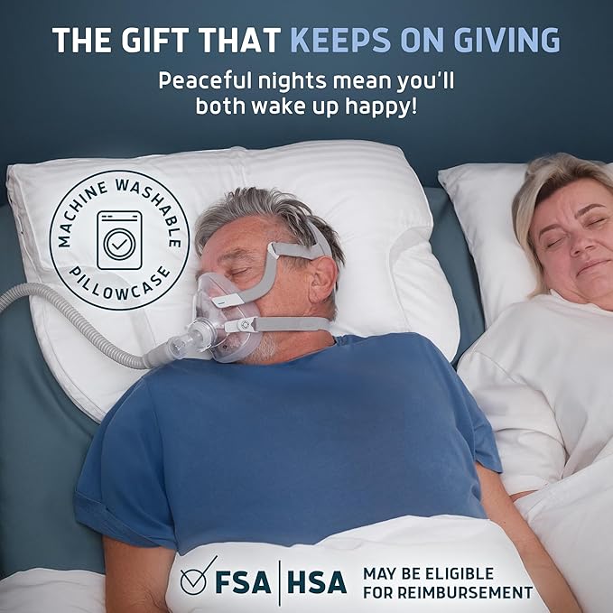 Lunderg Parkin CPAP Pillow for Side & Back Sleepers - The Only Down Alternative with Adjustable Filling & 100% Cotton Case - Reduce Air Leaks & Mask Pressure for Better Sleep - Works with All Masks