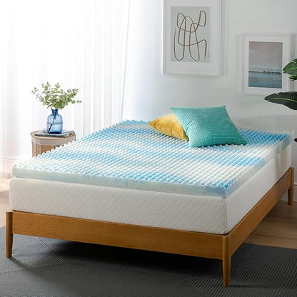ZINUS 3 Inch Swirl Gel Cooling Memory Foam Mattress Topper, Smaller, More Convenient WonderBox Packaging, Cooling, Airflow Design, CertiPUR-US Certified, Full
