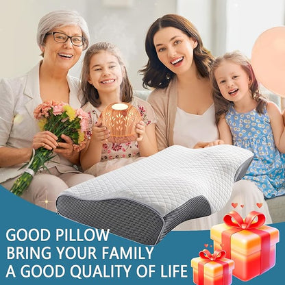 Sleep Apnea Pillow with Neck Pain & Snoring Relief -Orthopedic Cervical Pillow, Ergonomic Contour Memory Foam for Side, Back,Stomach Sleepers, Medium Firm Support(Normal)