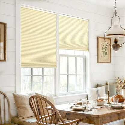 LazBlinds Cordless Cellular Shades, No Tools No Drill Blackout Honeycomb Shades Pleated Blinds for Windows, 32.5'' W x 72'' H, Soft Cream