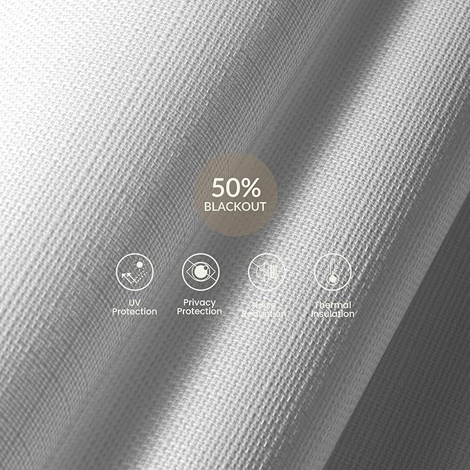 Boolegon Motorized Roller Blinds with Remote Control,Light Filtering Linen Fabric-Matched Automatic Roller Shades for Windows,Rechargeable Electric Window Shades for Home,Office,White,Custom Now