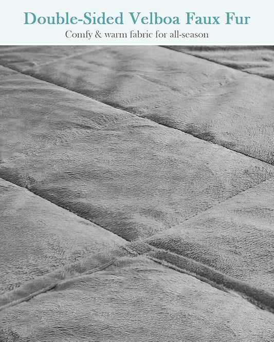 Topblan Weighted Blanket Twin Size 12lbs, Adult Weighted Blankets with Soft Warm Fabric for Sleeping and Calming, Adult Heavy Blanket for Sofa Bed, Grey, 48 x 72 inches