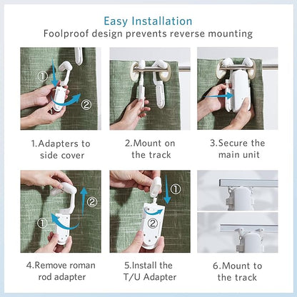Automatic Curtain Opener Smart Electric: Remote Control Motorized Curtain Robot for Bedroom Living Room Window - No WiFi Needed - 20KG Load/ 6-Month Battery for Home/Office/Nursery