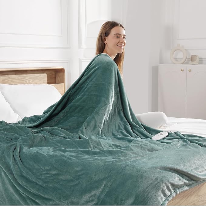 Heated Blankets King Electric Blanket 100''X90'', Ultra Soft Silky Flannel and Fluffy Sherpa Heating Blanket with 5 Heat Levels & 10 Hrs Timer, ETL Certified & Overheat Protection, Gifts for Grandma