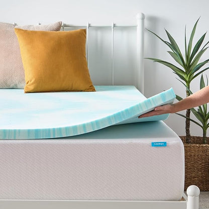 Linenspa 2 Inch Swirl Gel Memory Foam Mattress Topper, King Size – Cooling Gel Infused, Ventilation Holes – Pressure Relieving Bed Topper – CertiPUR Certified