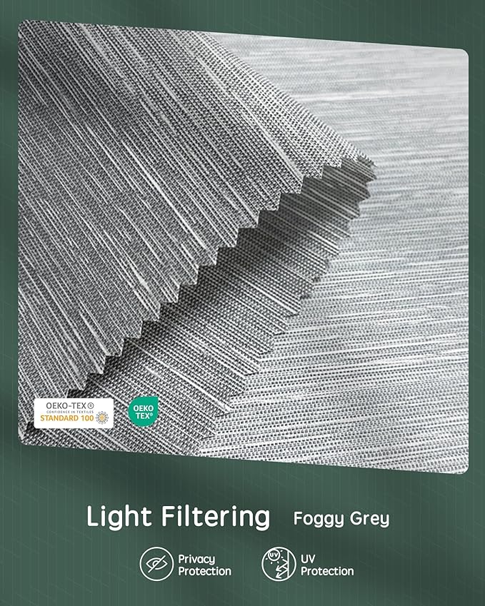 Yoolax Motorized Shades Dual Control, MotionFlex Motorized Roller Shades with App & Manual Control, Pull Down Automatic Shades for Indoor Windows, Custom Size(Light Filtering Foggy Gray)