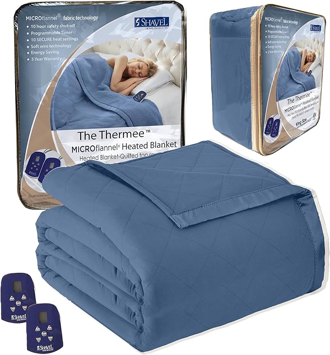 Thermee Micro Flannel Electric Blanket, Full, Ultramarine
