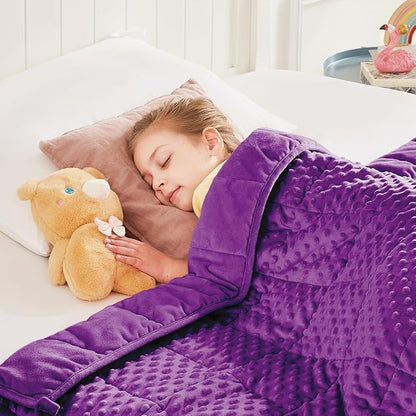 HOSUKKO Weighted Blanket - 7 lbs Purple Thciken Heavy Blanket - Small Size Breathable Comfortable Blanket(41 * 60 inches, 7 lbs)