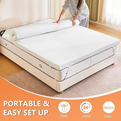 DUMOS 4 Inch Gel Memory Foam Mattress Topper Full Size, Cooling Breathable Comfy Mattress Pad for Pain Relief, CertiPUR-US Certified (with Removable & Washable Cover)