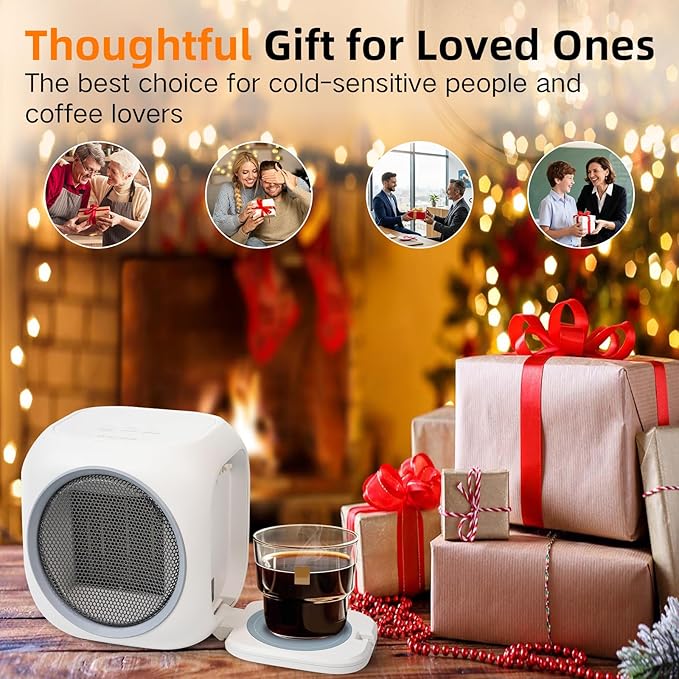 Upgraded Space Heater & Candle Warmer Plate, Space Heater for Indoor Use with Thermostat, Coffee Mug Warmer, 800W Portable Electric Heater for Bedrooms, Offices, Home