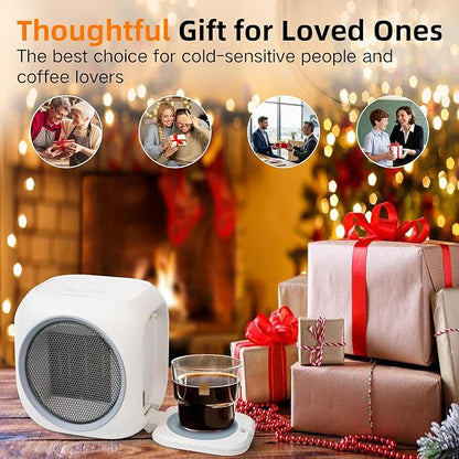 Upgraded Space Heater & Candle Warmer Plate, Space Heater for Indoor Use with Thermostat, Coffee Mug Warmer, 800W Portable Electric Heater for Bedrooms, Offices, Home