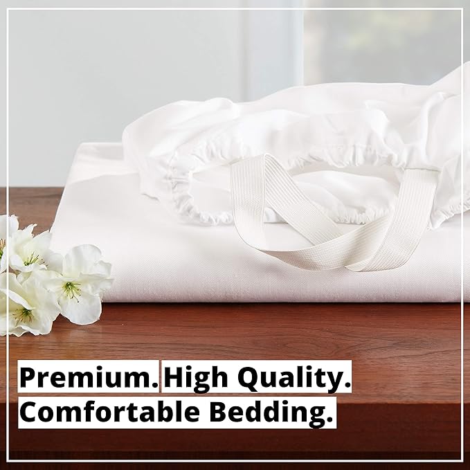 Empyrean Full Fitted Sheet - Deep Pocket, Fits 14-16 Inch Mattress, Ultra Soft Microfiber, Wrinkle-Resistant, Shrinkproof & Fade Resistant Sheet for Full Size Beds, White