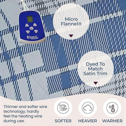 Thermee Micro Flannel Blanket Full Size Heated Blanket with 10 settings, Programable Heating Blanket, Luxuriously Soft Heated Throw Blanket,Rapid Heating Thermal Blanket,Warm Blanket-Ultramarine Plaid