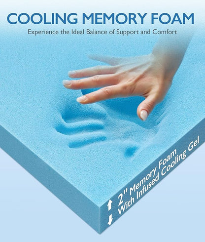 SINWEEK 2 Inch Twin XL Cooling Memory Foam Mattress Topper for Pressure Relief, Thick Bed Mattress Pad with Cooling Soft Cover and Adjustable Straps, CertiPUR-US Certified