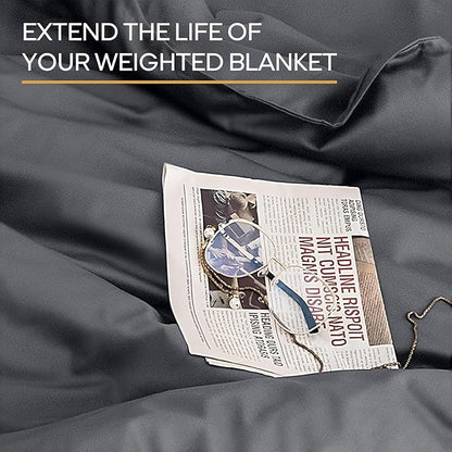 ZonLi 60"x80" Grey Duvet Cover, Oeko-texCertified 100% Cotton, Queen Size RemovableDuvet Cover for Weighted Blanket