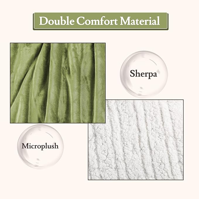 Electric Heated Blanket 72"x84" Full Size Flannel & Sherpa - 4 Heat Settings & 10H Auto Shut Off for Safe Overnight Use, Fast Heating, Machine Washable for Bed, Couch, Office - Green