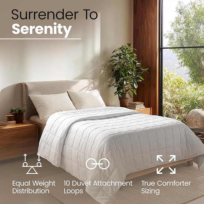 HomeSmart Products White Weighted Blanket Queen Size 30 lbs - Premium Ultra Soft Fabric