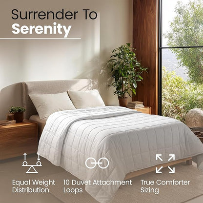 HomeSmart Products White Weighted Blanket Queen Size 30 lbs - Premium Ultra Soft Fabric