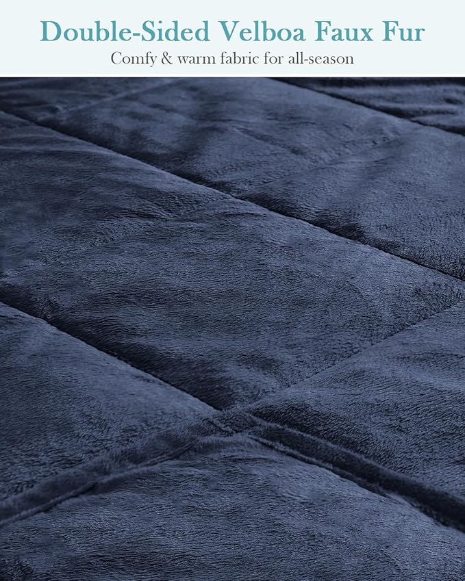 Topblan Weighted Blanket Queen Size 20lbs, Adult Weighted Blankets with Soft Warm Fabric for Sleeping and Calming, Adult Heavy Blanket for Sofa Bed, Navy Blue, 60 x 80 inches