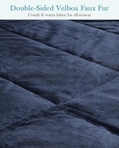 Topblan Weighted Blanket Queen Size 20lbs, Adult Weighted Blankets with Soft Warm Fabric for Sleeping and Calming, Adult Heavy Blanket for Sofa Bed, Navy Blue, 60 x 80 inches