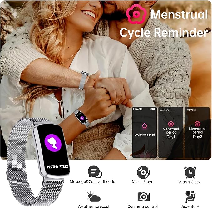 Health Fitness Tracker with 24/7 Heart Rate, Smart Watch with Blood Pressure and Blood Oxygen Monitor, Bulit-in 120+ Sport Mode, Sleep Tracking Waterproof Activity Tracker for Women Men (Metal Silver)