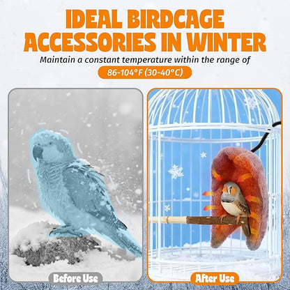 Dreyoo Snuggle Up Bird Cage Heater for Parrot and Small Birds,5V Low Voltage Heated Bird Perch with Constant Temperature Control & Anti Bite Line, Cozy Corner Warmer Blanket Cage Accessory(8.5" × 6")