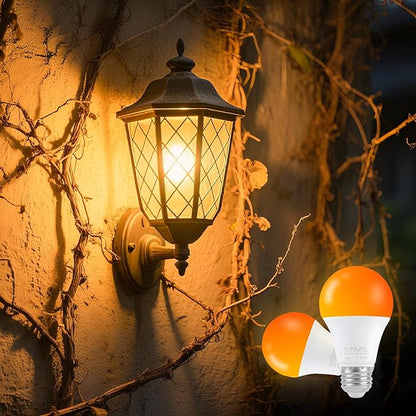 KINUR LED Amber Light Bulbs, A19 9W(60W Equivalent) 1800K E26 A19 Amber Soft Light Bulbs Warm Night Light for Bedroom, Healthy Sleep, Turtle Friendly Light 2 Pack