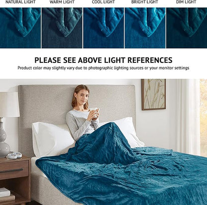 Beautyrest Heated Electric Blanket for Cold Weather, Fast Heating Heated Blanket, Auto Shut Off, Virtually Zero EMF, Multi Heat Setting, UL Certified, Teal Twin (84 inx62 in)
