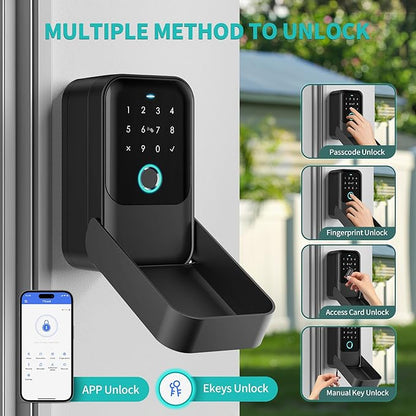 Moquin Smart Key Lock Box, TTLock APP Control, Fingerprint, Manual Keys, Access Card, EKey and Passcode Unlock, Electronic Bluetooth Wireless Lock Box for Airbnb Realtor House Office